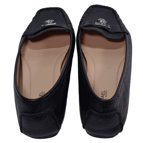 Michael Kors Loafers Women 9.5 Black Pebbled Leather Dangle Lock Slip On - Picture 11 of 16